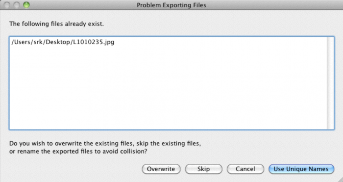 error dialog box