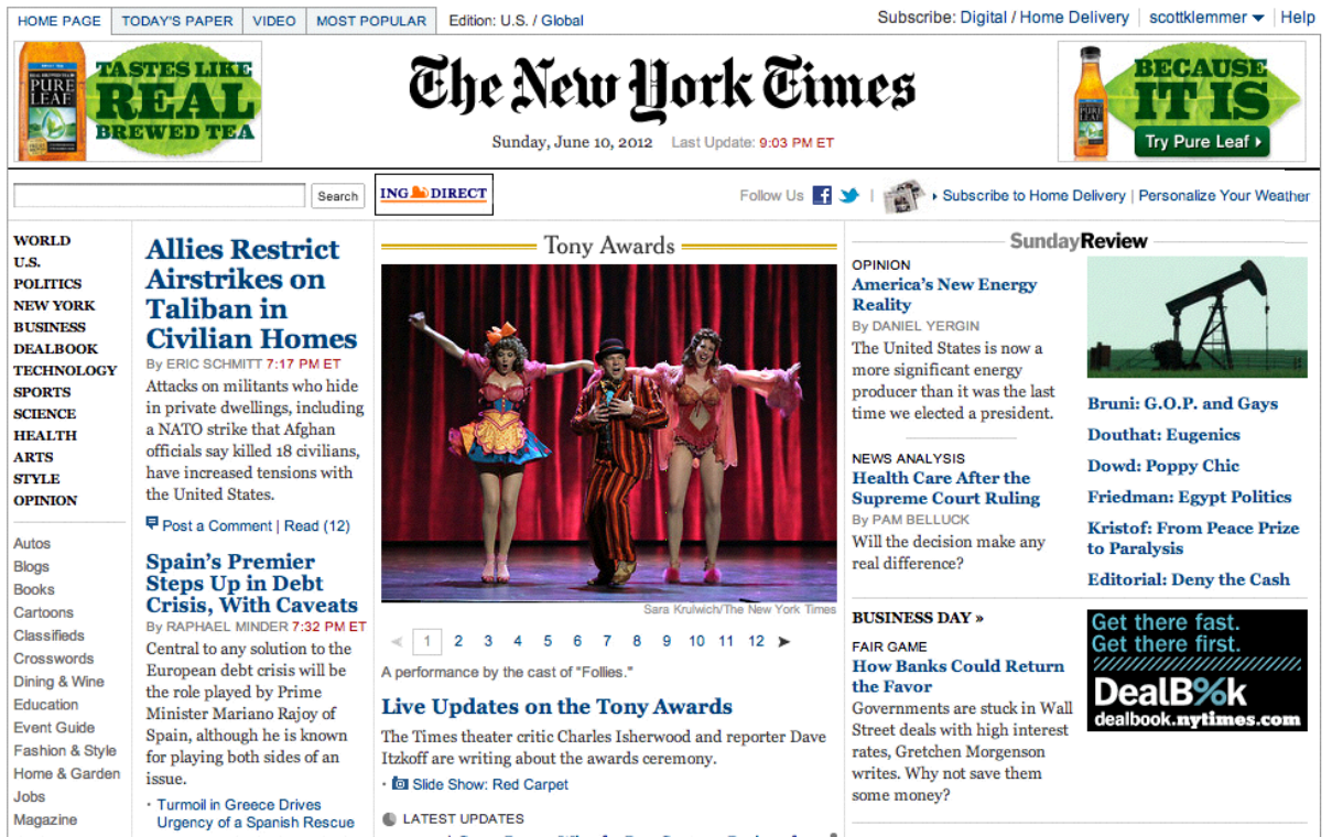 NYT Homepage