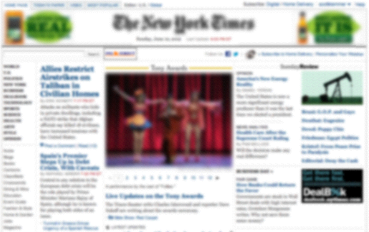 NYT Homepage Blurred